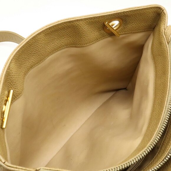 CHANEL Beige Caviar Leather Coco Mark Shoulder Bag - Picture 10 of 10